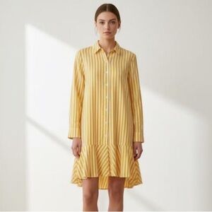 Livro yellow & white stripe cotton shirt dress - size XL